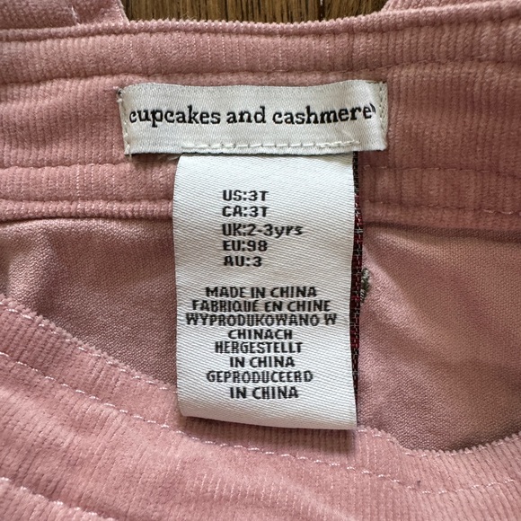 Cupcakes and Cashmere Pink Corduroy Flower Embroidered Dress. 3T. - Picture 3 of 5
